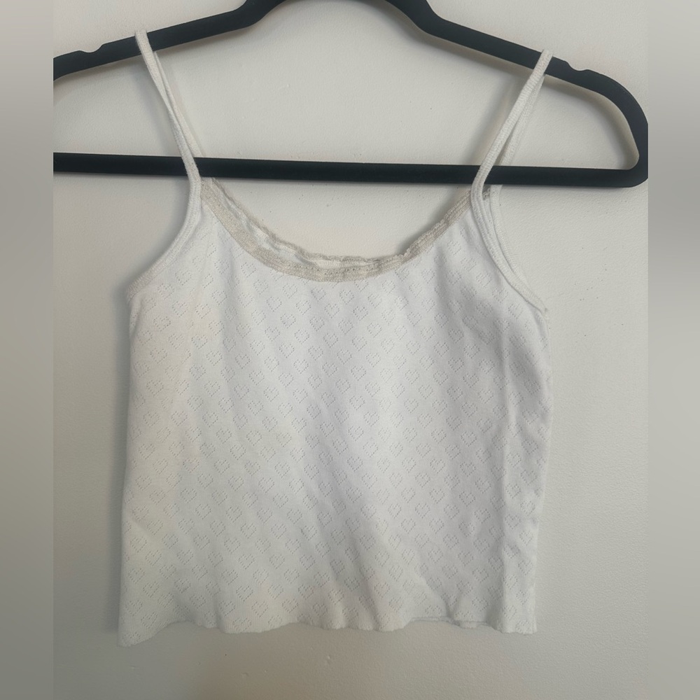 Brandy Melville White‎ Heart Knit Cami Tank One Size - Picture 2 of 5